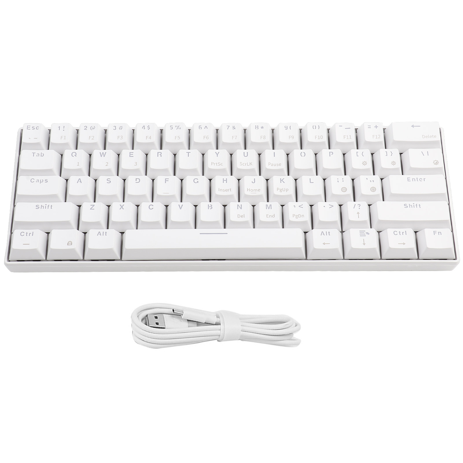 LED Backlit Wired Keyboard ABS Material Gaming Light-Emitting USB Keyboards for Computer PC White