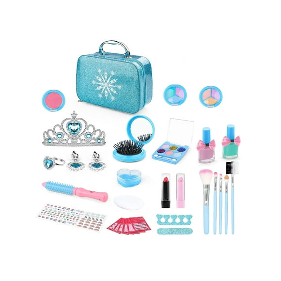 Kit De Maquillaje Para Niñas 32 Pcs Azul Malubero Juegos De Maquillaje