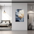 thumbnail image 3 of ZHONGYUTONG Blue Golden White Flowers Wall Decor Abstract Navy Blue and Gold Picture Painting Luxury Floral Canvas Prints Modern Home Decor Artwork (12.00" x 18.00"), 3 of 6