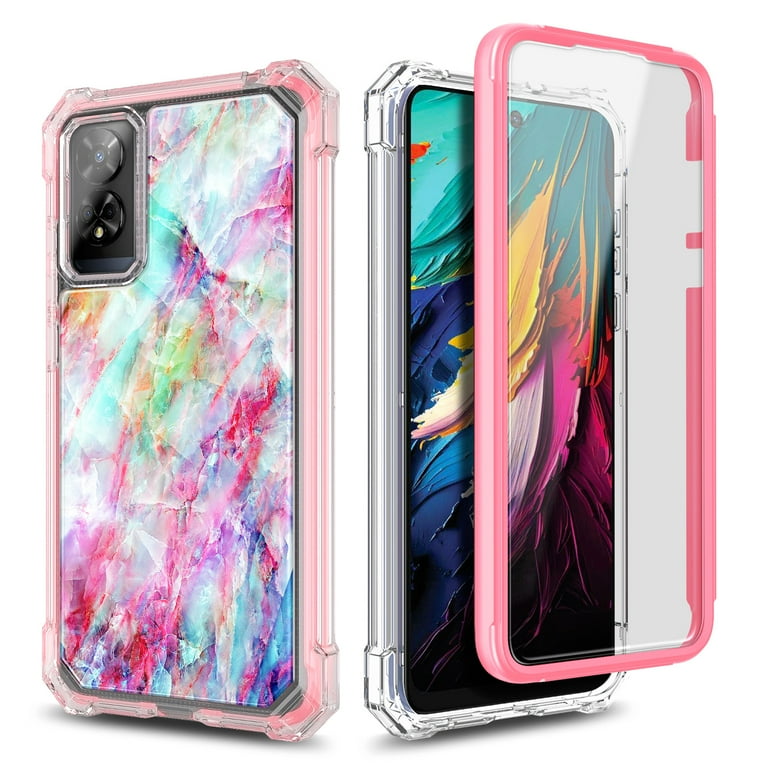 OUEAYIEN For TCL 60 XE Nxtpaper 5G Phone Case Wallet With Screen Protecter RFID Blocking Card Women Floral Flip Cell Phone Cover Blutterfly Case For TCL 60XE Nxtpaper TCL60XE 5G Light Blue