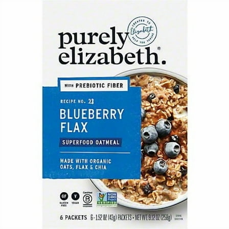 Purely Elizabeth Blueberry Flax Superfood Oatmeal, 6 ct