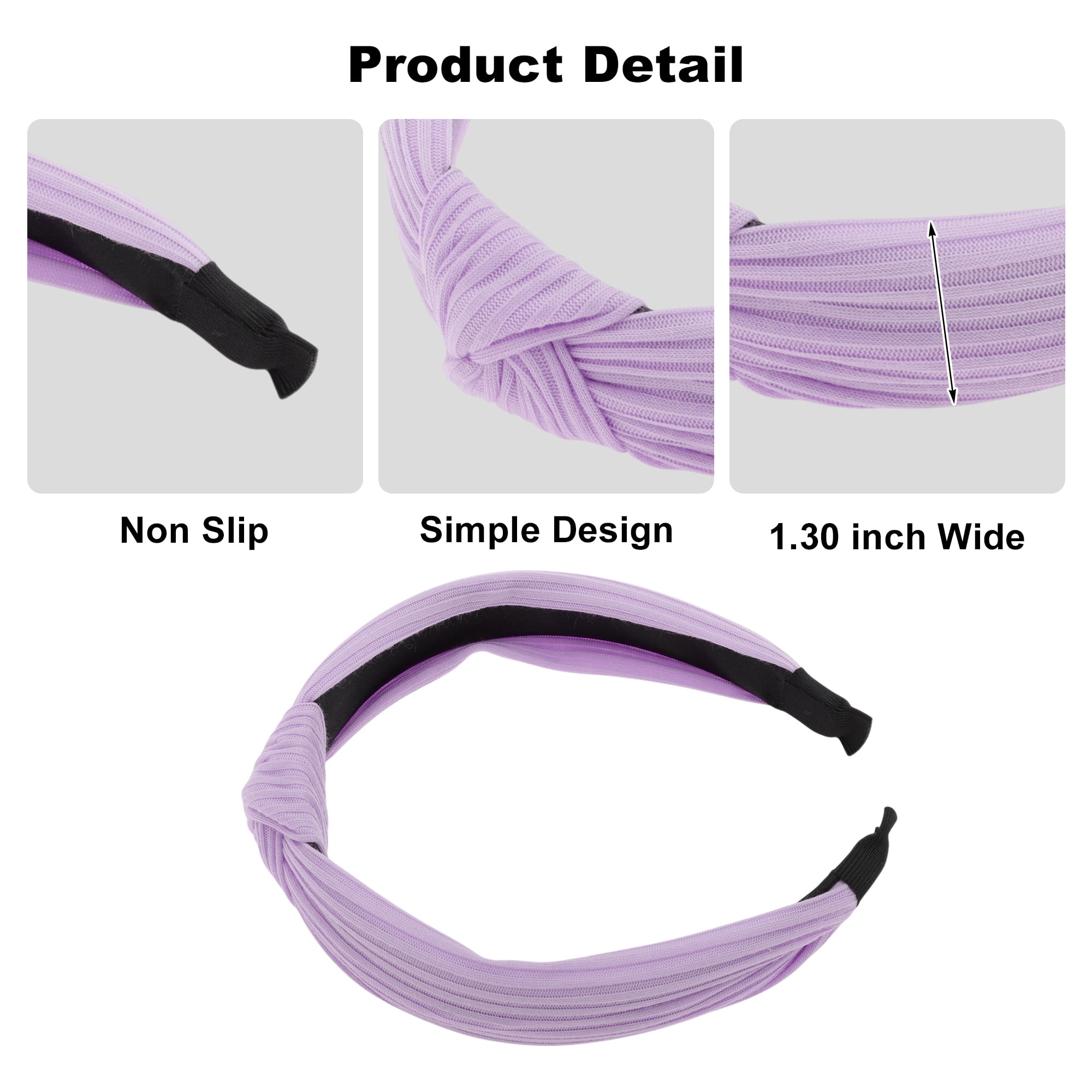 Unique Bargains Textured Cotton Knot Headband Soft Hairband 1.3 Inch Wide Purple