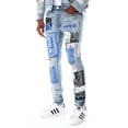 thumbnail image 2 of GFTD LA Los Angeles Men's Adrian Skinny Fit Paisley Panel Distress Ripped Jeans (30, Blue), 2 of 6