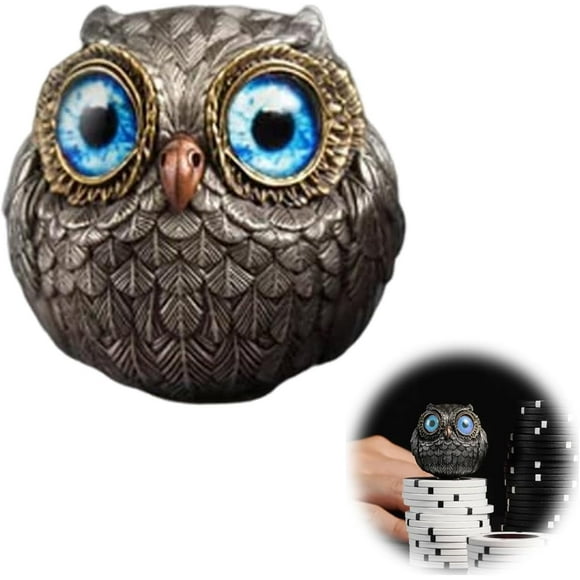Lucky Hibou Gardien-le Sage Gardien du Feutre, Garde-Cartes Chanceux, Figurines d'Animaux Hibou Réalistes, Ornements de Noël Hibou, Accents de Poche pour les Amateurs de Poker Décoration Énergétique (un Ensemble)