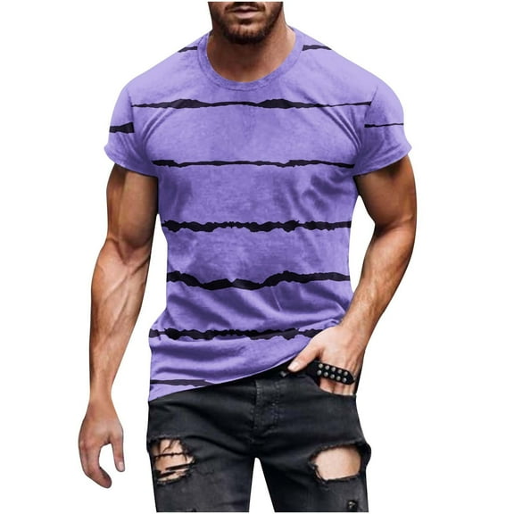 Maean Big and Tall Shirts for Mens Short Sleeve Crewneck Striped Tshirts Summer Casual Tee Tops