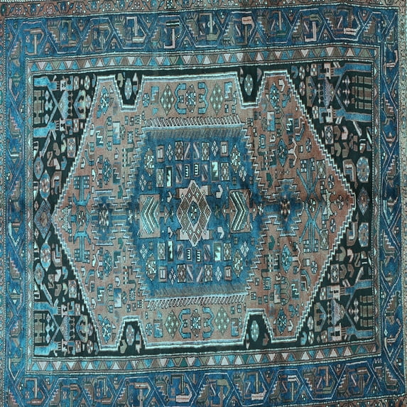 Ahgly Company Indoor Square Persian Light Blue Traditional Area Rugs, 8' Square