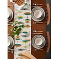 thumbnail image 3 of Table Runner 70 Inches Long for Kitchen Dining, Boho Modern Dresser Scarf Farmhouse, Dining Table Decorations for Wedding/Parties, Middle Century Teal Yellow Orange Geometric 13 x 70 In, 3 of 9
