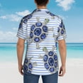 thumbnail image 6 of Easygdp Turtle With Blue Stones Men'S Summer Casual Short Sleeve,Short Sleeve Button-Down Shirt, Lapel Loose Breathable Hawaiian Short Sleeve - Medium, 6 of 9