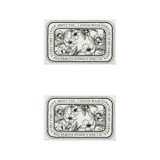 Destyer Floor Rug Soft Indoor Decor Wide Applications for Kitchen Doorway Bedroom Flower Rectangular 40x60cm 2Set