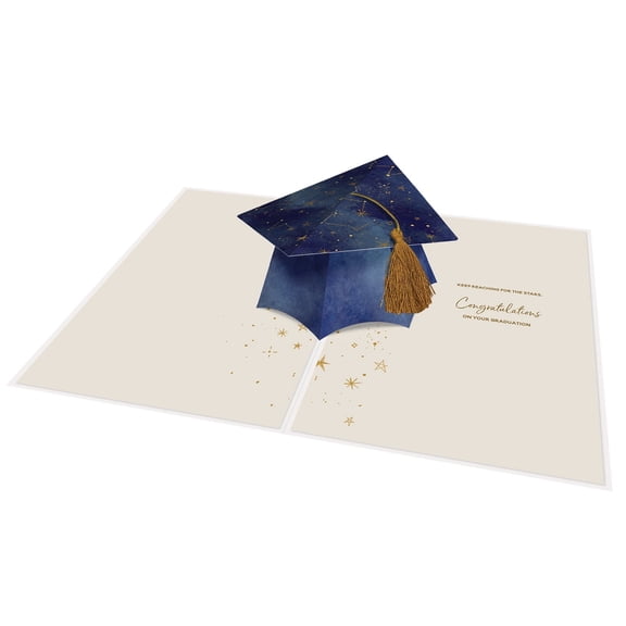Designer Pop!, Graduation Pop-Up Greeting Card – Graduation Cap Design and 3D Graduation Cap Card for Class of 2026 (1 Card with Envelope)