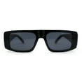 thumbnail image 2 of Mod Retro Flat Top Narrow Rectangle Exposed Lens Sunglasses All Black, 2 of 4