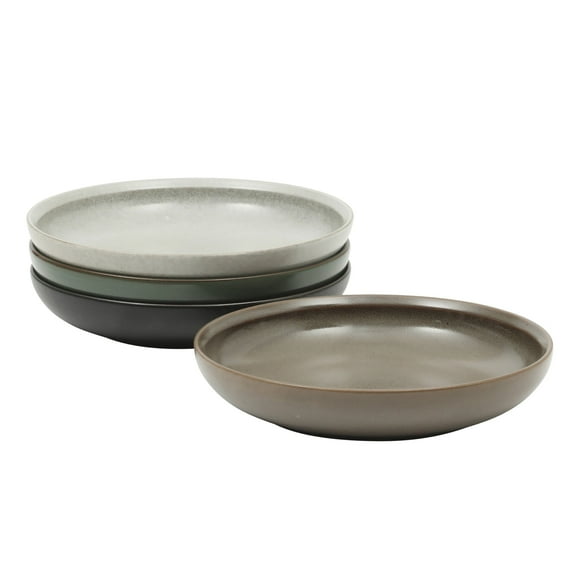 Gibson Elite Beckett 4-Piece Multi-Color Dinner Bowl Set – Reactive Glaze Stoneware – Shallow Pasta Bowls – Wide-Rim Round Design – Microwave & Dishwasher Safe