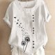 thumbnail image 4 of sweethay Camisa de manga corta con cuello y botones estampados de dientes de león para mujer Prendas para la parte del cuerpo Blanco M, 4 of 5