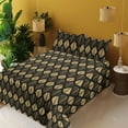 thumbnail image 2 of Ambesonne Art Deco Fitted & Flat Sheet with Shams 4 Pcs Set, Geometric Repetition Print, King, Pale Mustard and Dark Grey, 2 of 5