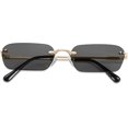 thumbnail image 2 of FEISEDY Retro Small Narrow Rimless Sunglasses Clear Eyewear Vintage Rectangle Sunglasses for Women Men B2643, 2 of 12