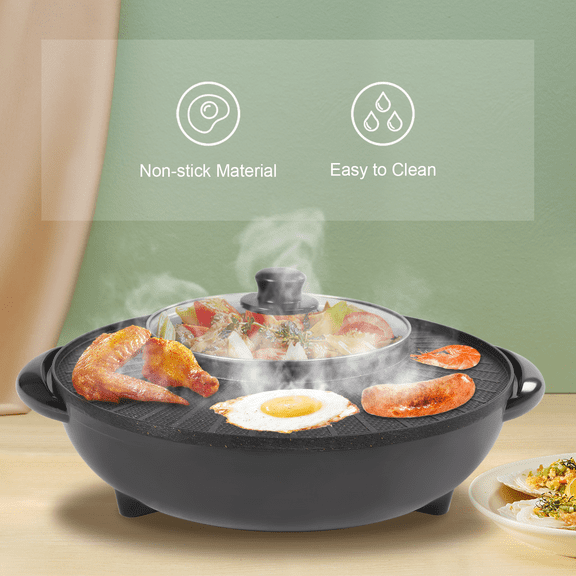 Circular Edition Hotpot Grill Combo 2 in 1 Portable Electric Grill and Hot Pot Teppanyaki Grill Pot