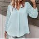 thumbnail image 4 of Blusa de gasa de manga larga con cuello en V de color sólido de verano a la moda para mujer Fridja  hj3962, 4 of 7