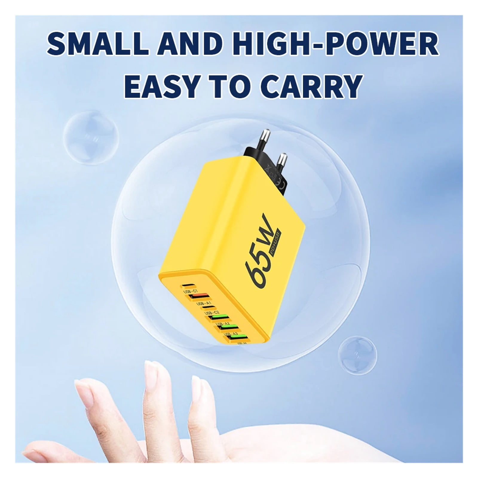 6 Ports USB Charger 65W Fast Charging Phone Charge Adapter Type C Quick Charger For USB PD Wall Charger