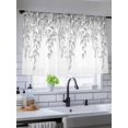 thumbnail image 5 of Sheer Curtains 54 Inch Length 2 Panels Set for Kitchen, Eucalyptus Leaves Semi Sheer Curtains for Windows, Grey Summer Botanical Weeping Voile Window Treatments Rod Pocket Curtain, 5 of 7