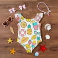 thumbnail image 5 of Abcomgle Kids Bathing Suits Girls Ruffled Stretchy One Piece Girls Swimsuit Cute Pineapple Graphic Girls Swimwear, 5 of 7