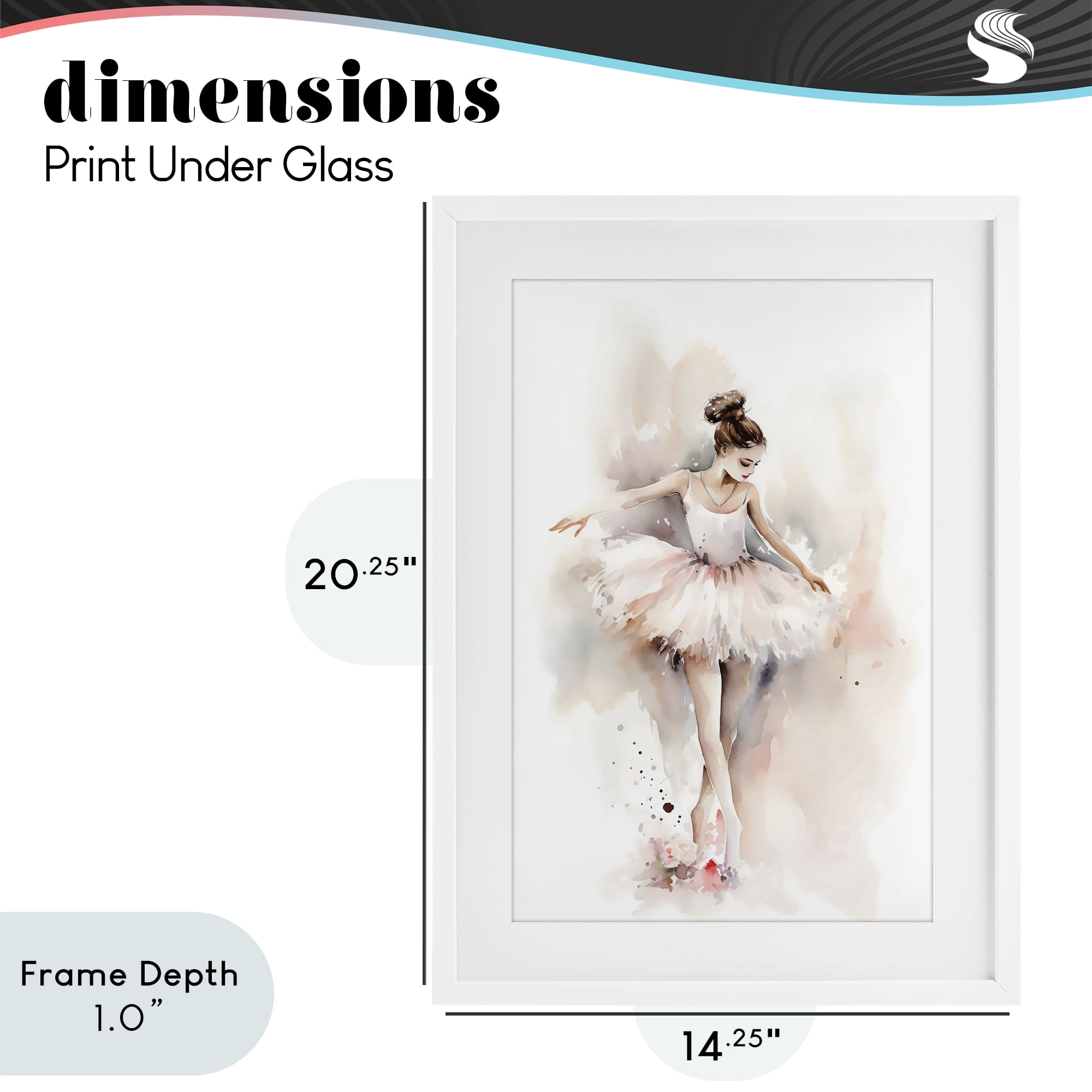 Stupell Industries Watercolor Dancer Pose White Framed Print Under Glass, design by Creative Studio