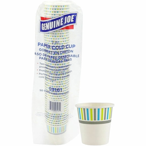 Genuine Joe, GJO03161, Cold Paper Cups, 50 / Pack, White, 3 fl oz