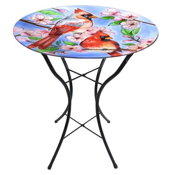 Briarwood Lane Cherry Blossoms Glass Birdbath