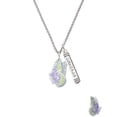 thumbnail image 2 of Delight Jewelry Silvertone Large Translucent Purple & Lime Green Flying Butterfly Silvertone Courage Strength Wisdom Honesty Bar Charm Necklace, 23", 2 of 4