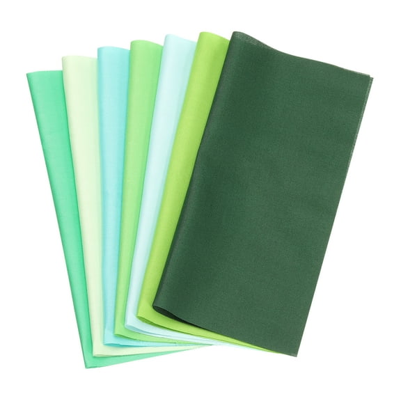 Uxcell 7Pcs 10" x 10" Solid Color Cotton Fabric Bundles Precut Fabric Square, Green