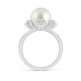 thumbnail image 2 of ANGARA South Sea Cultured Pearl Flower Ring with Diamonds in 14K White Gold for Women | June Birthstone, Birthday, Anniversary, Jewelry Gift for Women | Pearl Ring, 2 of 8