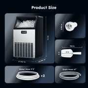 Simzlife 100 lbs./24H Commercial Freestanding/Built-in Ice Maker with 33 lb. Storage Bin in Silver, Stainless Steel