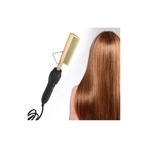 Cepillo alisador de cabello con calentamiento PTC rápido, peine eléctrico para cabello negro natural y pelucas.