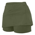 thumbnail image 5 of hlysgo Womens 2-in-1 High Waisted Skort Wide Band Tummy Control Side Split Built-in Shorts Athletic Skirt for Tennis Golf Running Yoga Casual Wear Army Green,XL, 5 of 6
