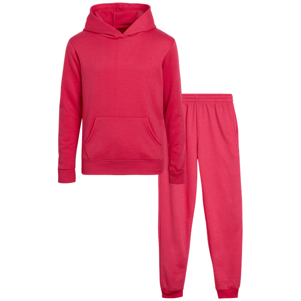 Real Love Girls' Jogger Set - 2 Piece Basic Fleece Pullover Hoodie and ...