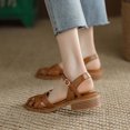 thumbnail image 4 of TKYCMSUAKI Women Retro Closed Toe Flats Sandals Low Block Heel Woven Roman Ankle Strap Hollow Caged Fisherman Sandals Shoes, 4 of 5