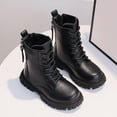 thumbnail image 7 of YMNXA Big Kids Girls Boots Non Slip Side Zipper Lace Up Flat Sole Fashion Comfortable Shoes For Daily Wear Black 4-4.5 Years, 7 of 7
