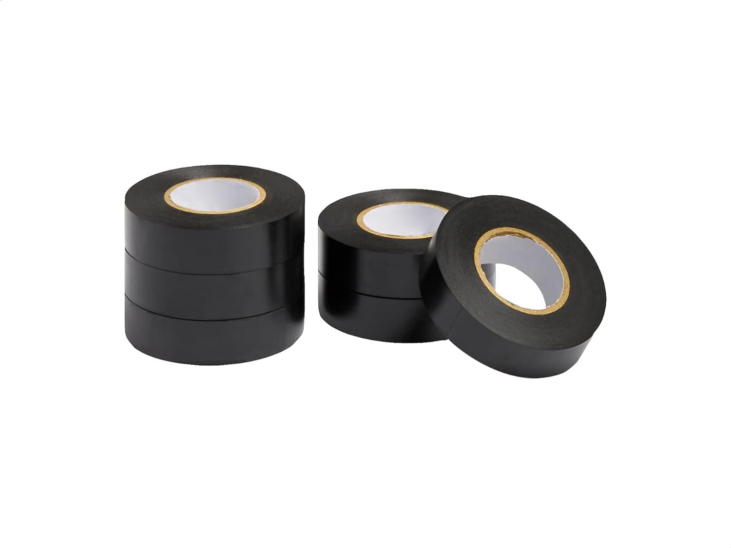 Electrical Adhesive Tape, Insulating with Strong Adhesive, for Home DIY, Repairs, Electrical, Automotive and Equipment, 3/4" x 60', Black, 6-Pack