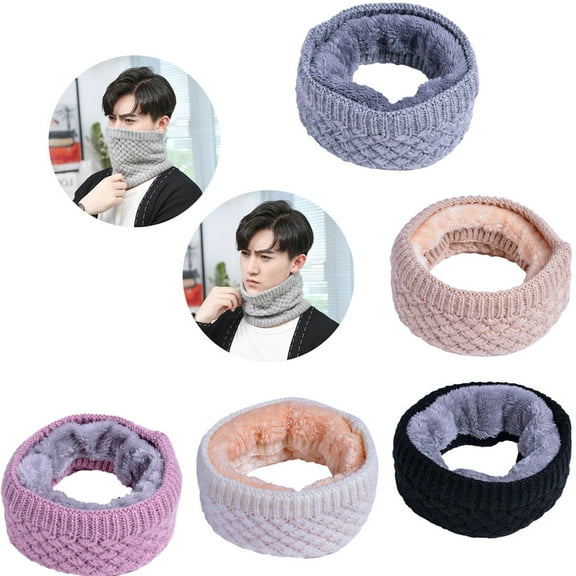 Zhaomeidaxi Harsh Winter Neck Warmer Double-layer Soft Fleece Lined Neck Gaiter Thick Knit Circle Loop Scarf Windproof