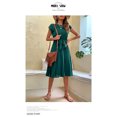 thumbnail image 6 of EASYBRA Pleated Midi Dress Solid Color Short Sleeve Casual Summer Dress Slim Fit Round Neck S–XXL, 6 of 6