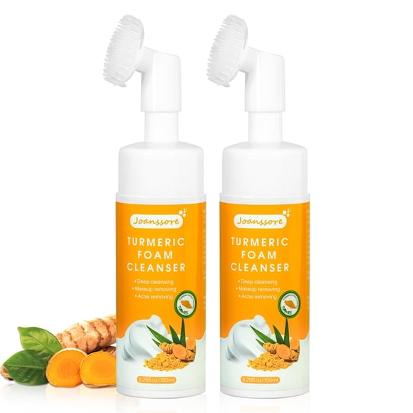 Joanssore 2 piezas de limpiador facial de cúrcuma, lavado de cara de cúrcuma, limpiador espumoso de cúrcuma, lavado de cara espumoso, lavado de cara de cúrcuma, lavado de cara, limpiador facial, limpi