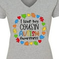 thumbnail image 4 of Inktastic I Love My Cousin Autism Awareness Women's V-Neck T-Shirt, 4 of 5