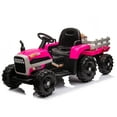 Kids Ride on Electric Tractor Toy with Trailer 24V Battery Powered