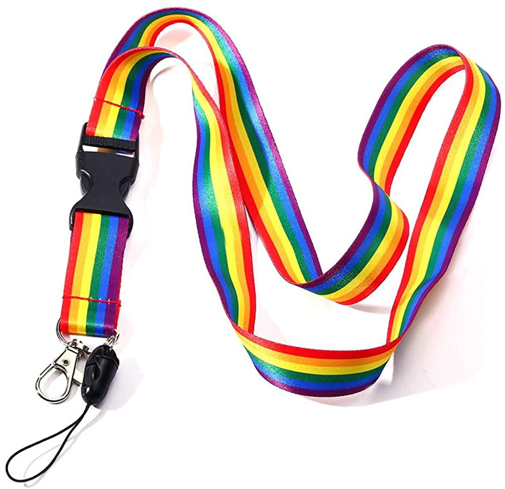 Rainbow Ribbon Lanyard Strap Metal Whistle Pride Theme Party Accessory 