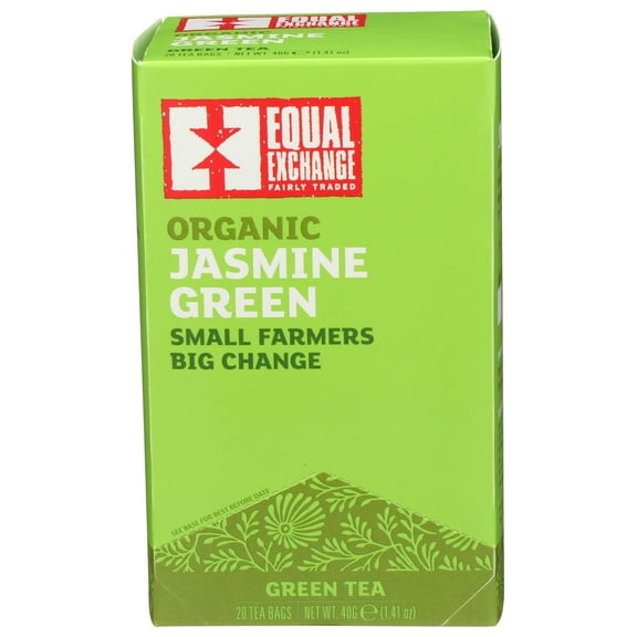 Equal Exchange Organic Jasmine Green Tea - 20 bags per pack -- 6 packs per case.