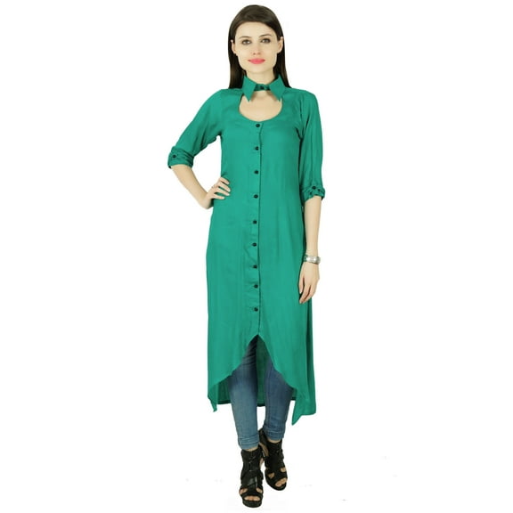 Bollywood Rayon 3/4 Sleeve Solid Kurti Women Ethnic Dress Tunic Top