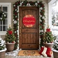 thumbnail image 4 of Welcome Sign for Front Door, Merry Christmas Round Metal Wall Art Wreaths, Winter Snowflake Xmas Red Outdoor Indoor Wall Hanging Sign for Porch Decor Housewarming Gifts 11.8 Inch, 4 of 8