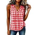 thumbnail image 5 of IUYRTFE Women's Sleeveless V Neck Gingham Plaid Tank Top 100% Linen Relaxed Fit Summer Casual Blouse, 5 of 6