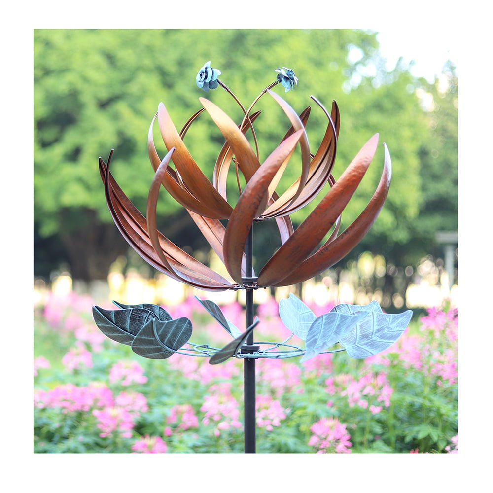 LimeHill Metal Wind Spinner for Yard and Garden 84 inches, Flower Without Hook Kinetic Wind Spinners Outdoor Ornaments 