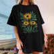 thumbnail image 2 of Faldas Cortas para Mujeres, Impresión de Flores Casual Oversized Camiseta de Manga Corta Top Hecho de 95% Poliéster 5% Spandex para Primavera Verano, Falda Corta de Verano, 2 of 7