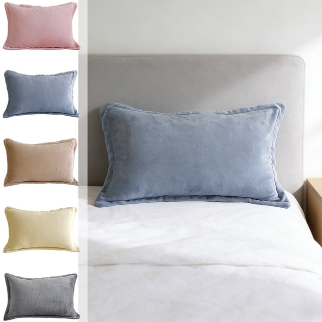 Washable Velvet Pillowcase - 29.1" x 18.9" - Soft Friction-Reducing Fleece, Breathable, Modern, Smooth Hair Sleep, Blue, JKODE